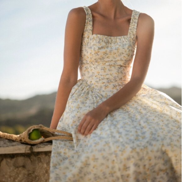 MABLE Dresses & Skirts - Boutique 1861 Yellow Floral Midi Dress| Easter Church Dress